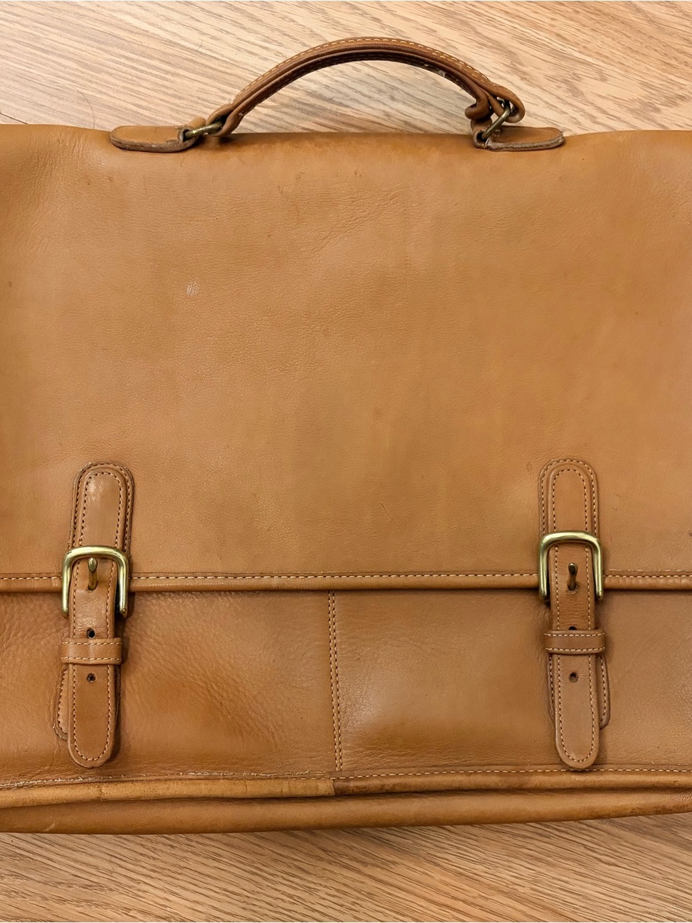 Vintage Coach Tan Leather Briefcase Messenger Bag